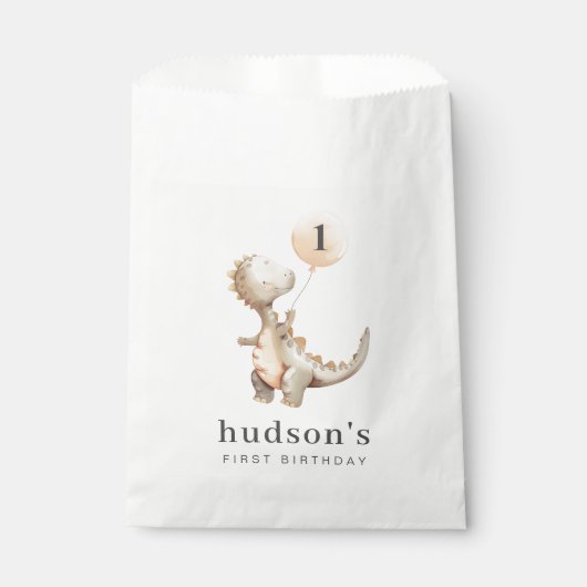 恐竜の最初の誕生日バルーン フェイバーバッグ (正面)