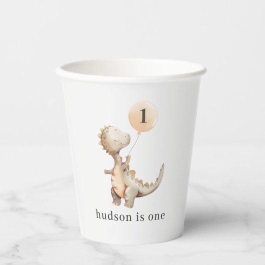恐竜の最初の誕生日バルーン 紙コップ (正面)