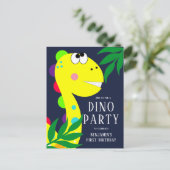 恐竜の最初の誕生日パーティの招待状 ポストカード (スタンド正面)