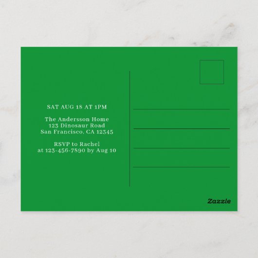 恐竜の最初の誕生日パーティの招待状 ポストカード (裏面)