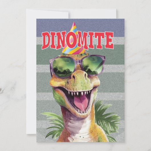 恐竜の最初の誕生日パーティの招待状 招待状 (正面)