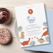 恐竜の最初の誕生日パーティの招待状 招待状