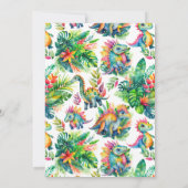 恐竜の最初の誕生日パーティーかわいい男の赤ちゃんトロピカル 招待状 (裏面)