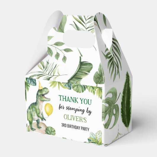 恐竜の最初の誕生日パーティーの好意ボックス フェイバーボックス (裏面サイド)