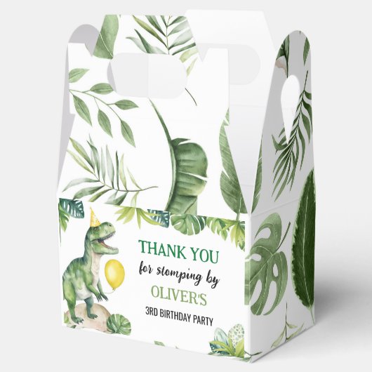恐竜の最初の誕生日パーティーの好意ボックス フェイバーボックス (オープン)