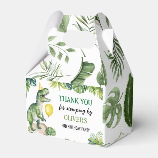 恐竜の最初の誕生日パーティーの好意ボックス フェイバーボックス (正面サイド)