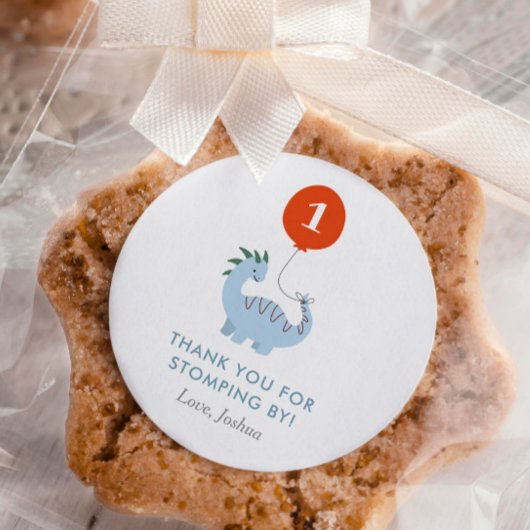 恐竜の最初の誕生日パーティーシール ラウンドシール