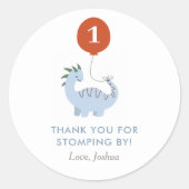 恐竜の最初の誕生日パーティーシール ラウンドシール (正面)