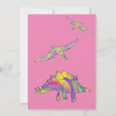恐竜の最初の誕生日パーティーピンク 招待状 (裏面)