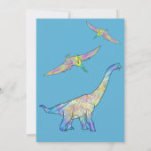 恐竜の最初の誕生日パーティーブルー 招待状 (裏面)