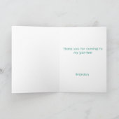 恐竜の最初の誕生日パーティー男の子Dinoかわいい サンキューカード (内部)