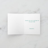 恐竜の最初の誕生日パーティー男の子Dinoかわいい サンキューカード (内部)