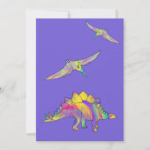 恐竜の最初の誕生日パーティー紫 招待状 (裏面)