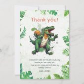 恐竜の最初の誕生日パーティー サンキューカード (正面)