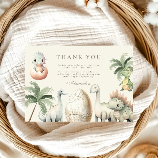 恐竜の最初の誕生日パーティー サンキューカード