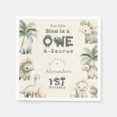 恐竜の最初の誕生日パーティー スタンダードカクテルナプキン (正面)