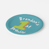 恐竜の最初の誕生日パーティー ペーパープレート (アングル)