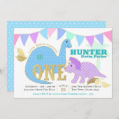 恐竜の最初の誕生日パーティー 招待状 (正面/裏面)