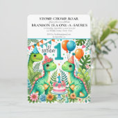 恐竜の最初の誕生日ボーイストンプチョンプロア 招待状 (スタンド正面)