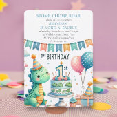 恐竜の最初の誕生日ボーイストンプチョンプロア 招待状