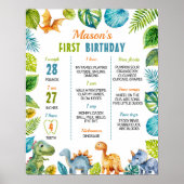 恐竜の最初の誕生日マイルストーンのポスター ポスター (正面)