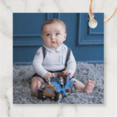 恐竜の最初の誕生日写真ありがとう フェイバータグ (裏面)