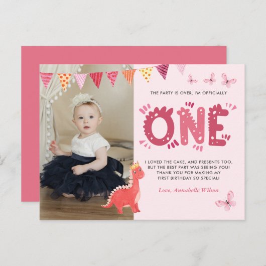 恐竜の最初の誕生日写真ありがとう ポストカード (正面/裏面)