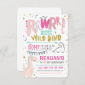 恐竜の最初の誕生日招待状ワイルドディノロール 招待状 (正面/裏面)