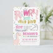 恐竜の最初の誕生日招待状ワイルドディノロール 招待状 (スタンド正面)