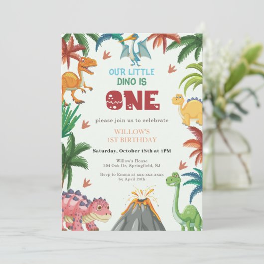恐竜の最初の誕生日招待状 招待状 (スタンド正面)