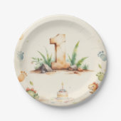 恐竜の最初の誕生日紙プレートワンサウルス ペーパープレート (正面)