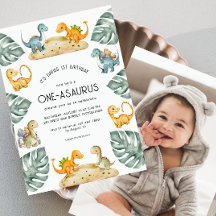 恐竜の最初の誕生日Oneasaurusパーティー写真