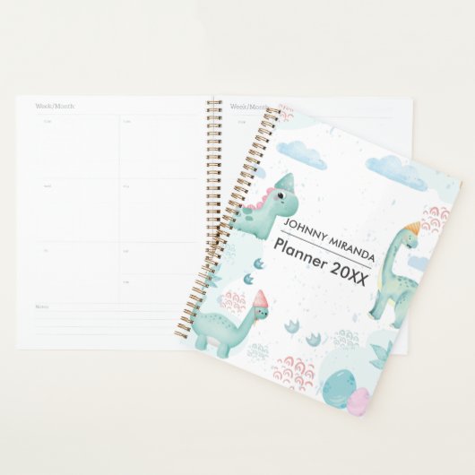 恐竜の月と週 プランナー手帳 (ディスプレー)