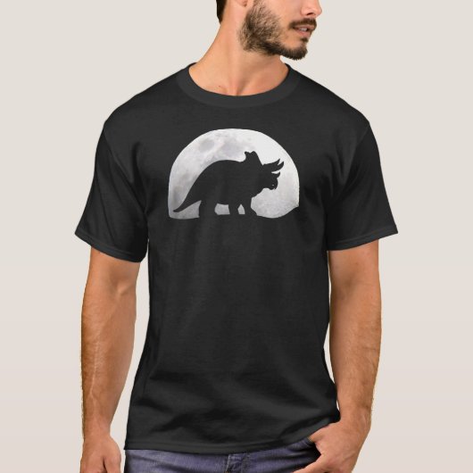恐竜の月のトリケラトプスDino古生物学 Tシャツ (正面)