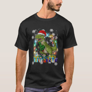 恐竜の木ライトクリスマスクリスマス Tシャツ