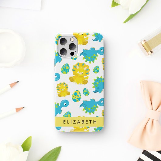 恐竜の柄 恐竜 かわいい あなたの名前 iPhone 16ケース