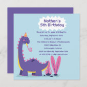 恐竜の楽しい誕生日パーティーの招待状 招待状 (正面/裏面)