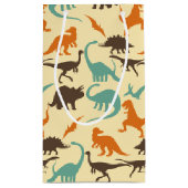 恐竜の模様のシルエット スモールペーパーバッグ (裏面)