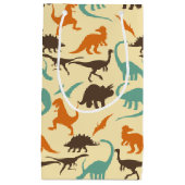 恐竜の模様のシルエット スモールペーパーバッグ (正面)