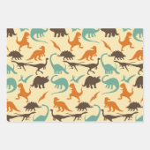 恐竜の模様のシルエット ラッピングペーパーシート (正面)