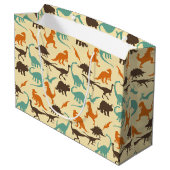 恐竜の模様のシルエット ラージペーパーバッグ (裏面アングル)