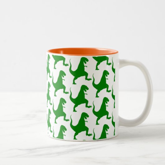 恐竜の模様の泥 |かわいいキッズマグカップ ツートーンマグカップ (右)