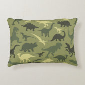 恐竜の模様、恐竜のシルエット、緑のDino アクセントクッション (正面)