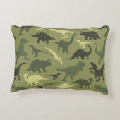 恐竜の模様、恐竜のシルエット、緑のDino アクセントクッション (裏面)