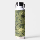 恐竜の模様、恐竜のシルエット、緑のDino ウォーターボトル (正面)