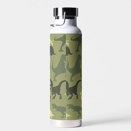 恐竜の模様、恐竜のシルエット、緑のDino ウォーターボトル (右面)