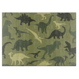恐竜の模様、恐竜のシルエット、緑のDino カッティングボード