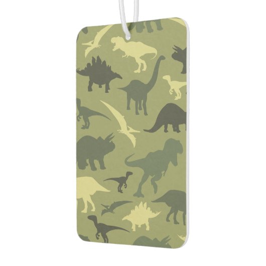 恐竜の模様、恐竜のシルエット、緑のDino カーエアーフレッシュナー (左)