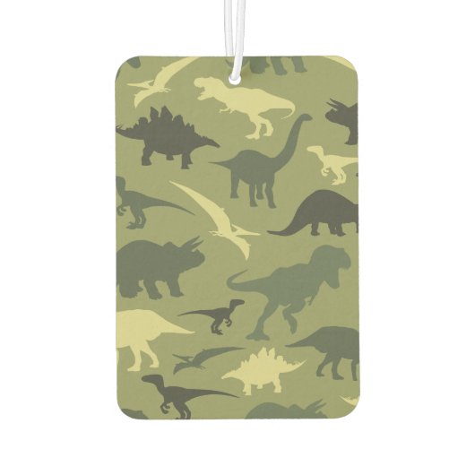 恐竜の模様、恐竜のシルエット、緑のDino カーエアーフレッシュナー (裏面)