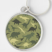 恐竜の模様、恐竜のシルエット、緑のDino キーホルダー (正面)